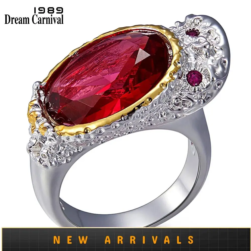 

DreamCarnival1989 New Design Feminine Zircon Ring for Women Cap Look Big Red Stone Cute Duck Wedding Engagement Jewelry WA11737