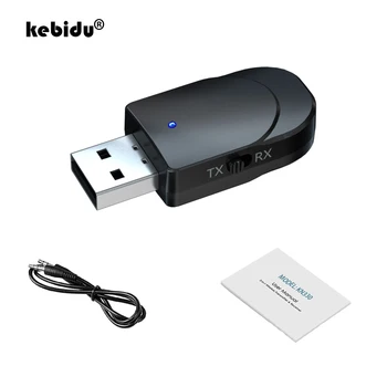 Kebidu USB 블루투스 수신기 송신기, 5.0 무선 오디오 음악 스테레오 어댑터 동글, TV PC 블루투스 스피커 헤드폰용