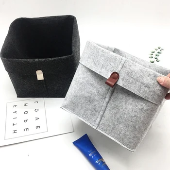 

Square Folding Laundry Basket Grey Felt Storage Basket Bin Handle Bedroom Closet Clothing Toy Storage Bucket Laundry Organizer