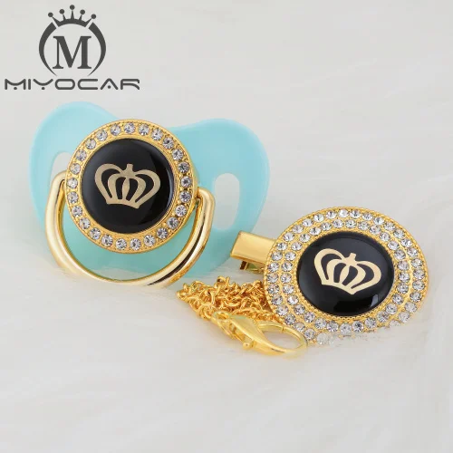 MIYOCAR, золотые, серебряные, блестящие стразы, корона, красивая, шикарная соска и соска, клипса, BPA бесплатно, пустышка, блестящий, уникальный дизайн, GCR2 - Цвет: GCR2-7  0-6M