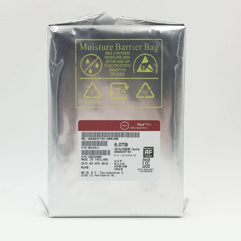 New Original HDD For WD Red PRO 6TB 3.5" SATA 6 Gb/s 256MB 7.2K For Internal Hard Disk NAS Hard Drive WD6003FFBX