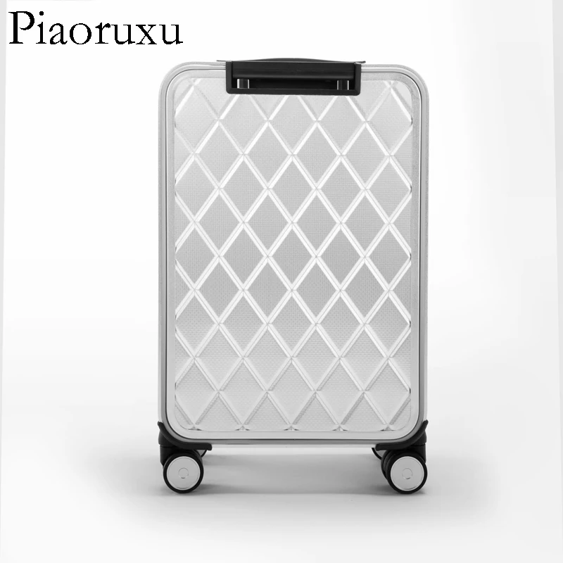 Piaoruxu металлический алюминиевый Магниевый сплав, чемодан, винтажный чемодан, чемодан, 18 дюймов, Ретро стиль, Спиннер для путешествий - Цвет: Silver