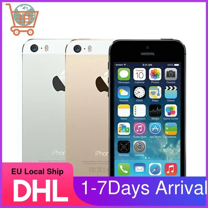 IPhone 5s desbloqueado, 16GB, 32GB, 64GB de ROM, cámara de 8MP, iOS, pantalla IPS de 4,0 pulgadas, 8MP, WIFI, GPS, 4G, LTE, envío rápido a la UE