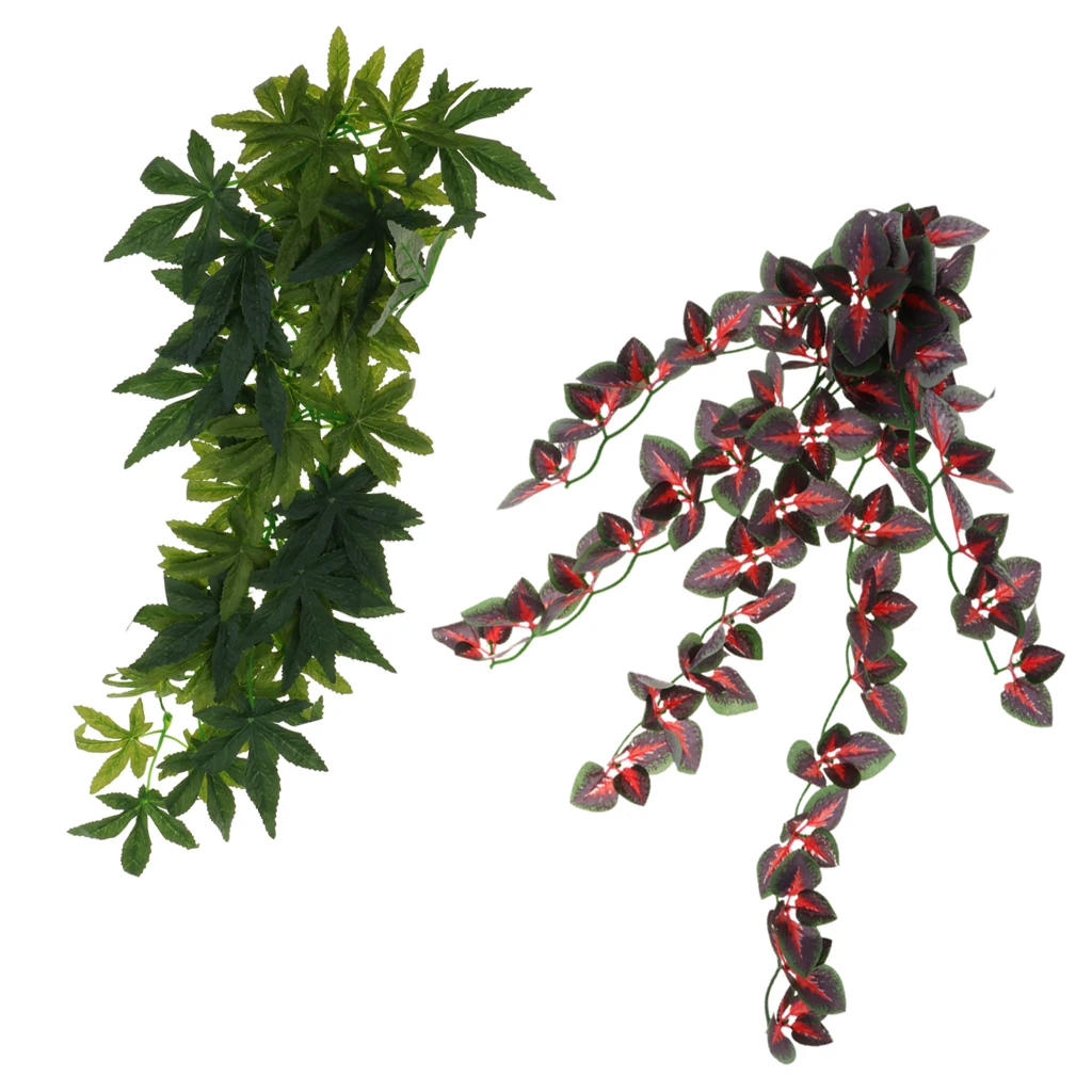 2pcs Bendable Reptiles Vine Green Jungle Climber Vines Terrarium Habitat Ornament
