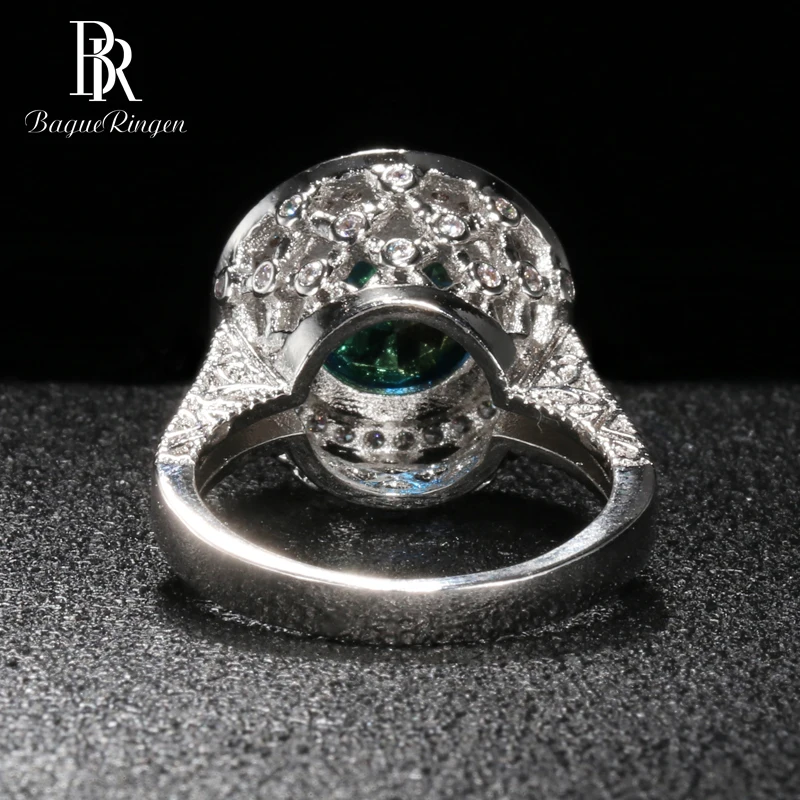 Bague Ringen, геометрические ювелирные изделия, Стерлинговое Серебро 925 пробы, кольца для женщин, большой сапфир, женский подарок, юбилейные кольца