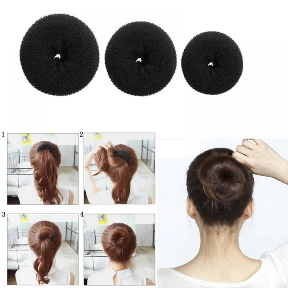 1/3PC Plate Hair Donut Hair Bun Maker Roller DIY Magic Elastic Foam Sponge Hair Styling Tools Princess Hair Accessories S/M/L 3