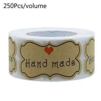 

250pcs/roll Hand Made Stickers Natural Kraft Seal Labels Baking Gift Packaging