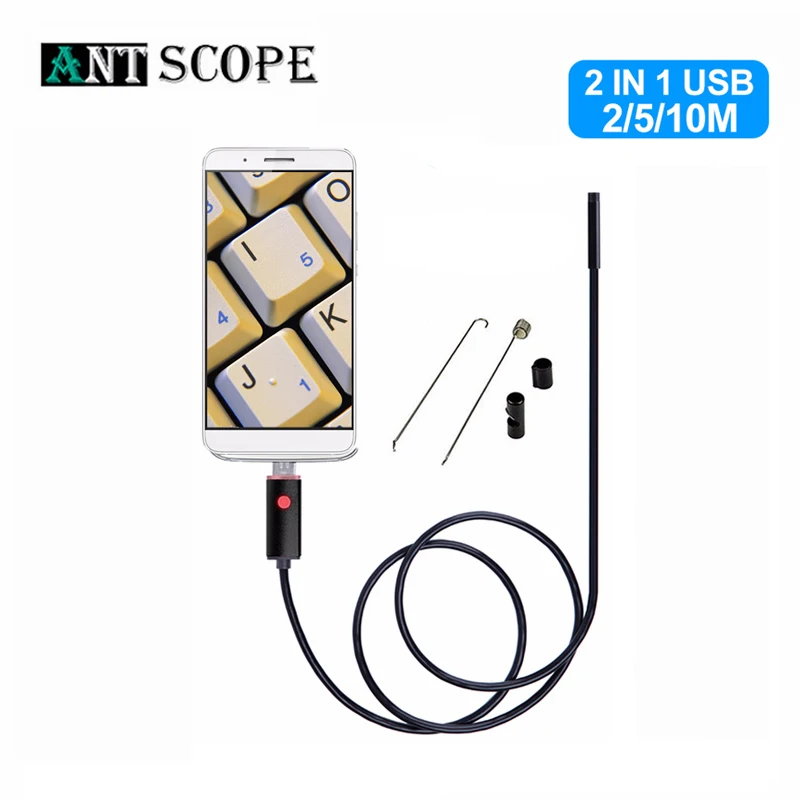 Antscope 5 мм/7 мм/8 мм USB эндоскоп мини камера Android/PC эндоскопическая черная 2/5 м/10 м