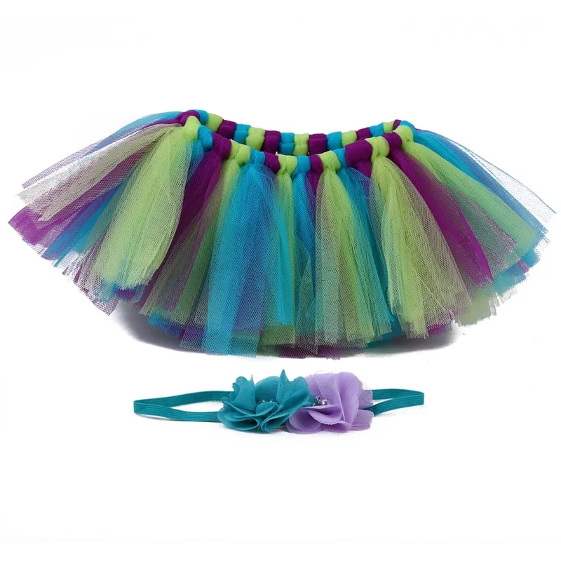 New Newborn Baby Girls Tutu Skirt Headband Set Chiffon Flower Hairband Infant Toddler Lace Band Photography Prop