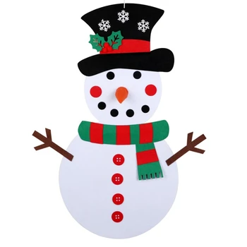 

Christmas DIY Felt Snowman New Year Gift Kids Toys with Ornaments Door Wall Hanging Kit Christmas Decorations for Home