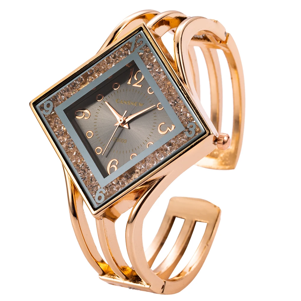 Женские часы-браслет из розового золота новые роскошные женские прямоугольное платье стразы кварцевые часы Relogio Feminino