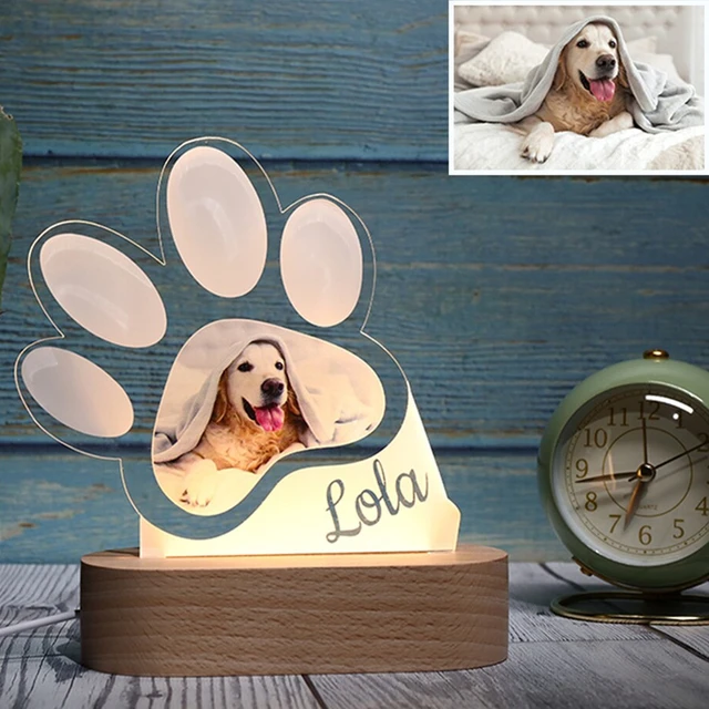 Lámpara de escritorio con Base de madera, luz nocturna 3D personalizada con  texto y foto, regalo personalizado con alimentación USB - AliExpress