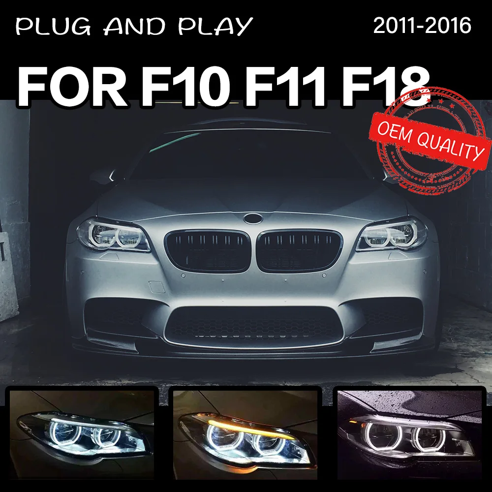 Headlight For Bmw F10 2011-2017 F11 F18 Car Автомобильные Товары Led Drl Hella  5 Xenon Lens Hid H7 528i 530i M5 Car Accessories - Car Light Assembly -  AliExpress