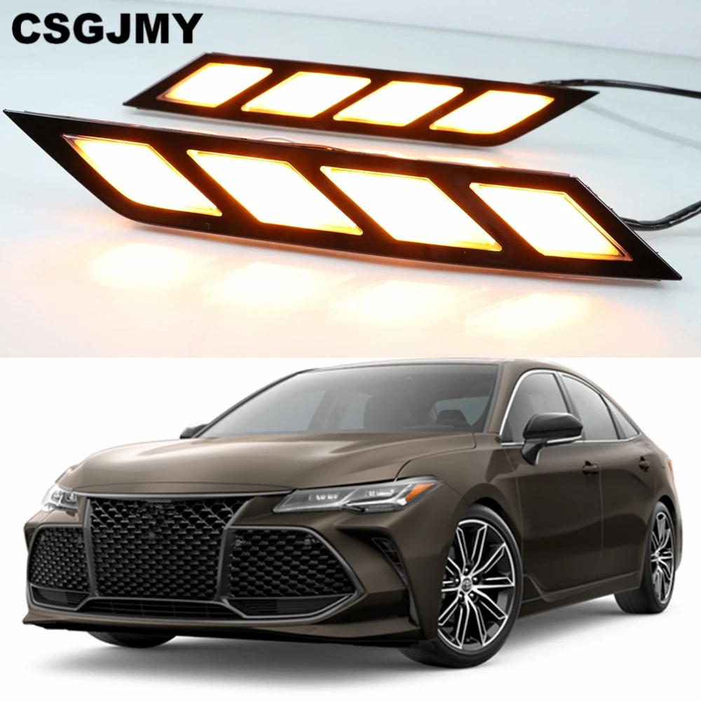 CSGJMY 1 пара DRL для Toyota Avalon динамическое желтое реле сигнала поворота автомобиля дальнего света светодиодный фонарь дневного света