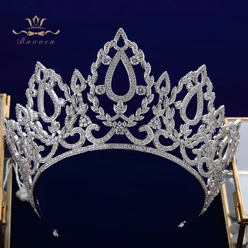 

Oversize `Full Zircon Bridal Tiaras Crowns Crystal Wedding Hairbands Headpieces For Brides Evening Hair Jewelry
