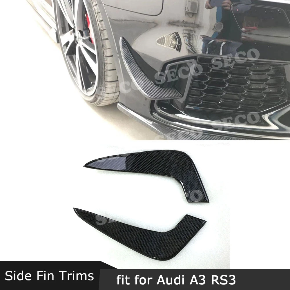 

Carbon Fiber Front Bumper Air Vent Side Canards Trims For Audi A3 RS3 Sedan Fins Shark Style Bumper Decoration Stickers 2PCs