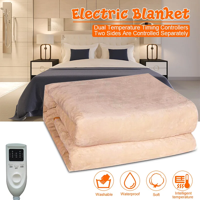 

170x190cm Double Control Electric Blanket Heater Flannel Double Body Warmer Heated Blanket Thermostat Electric Heating Blanket