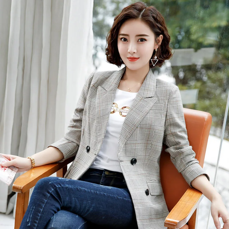 

Plaid Suit Jacket Women's 2018 Autumn New Style CHIC British-Style Casual Suit Pattern WOMEN'S Top Autumn