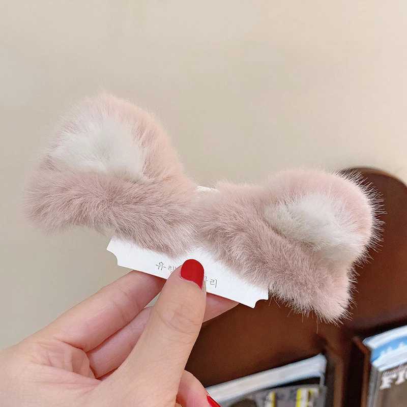 Ruoshui 2 Stück Damen Mädchen Niedliche Flauschige Haarspangen-Sets Tierohren-Haarklammern Katzen-Haaraccessoires Haarspangen Haarschmuck – Detail 3