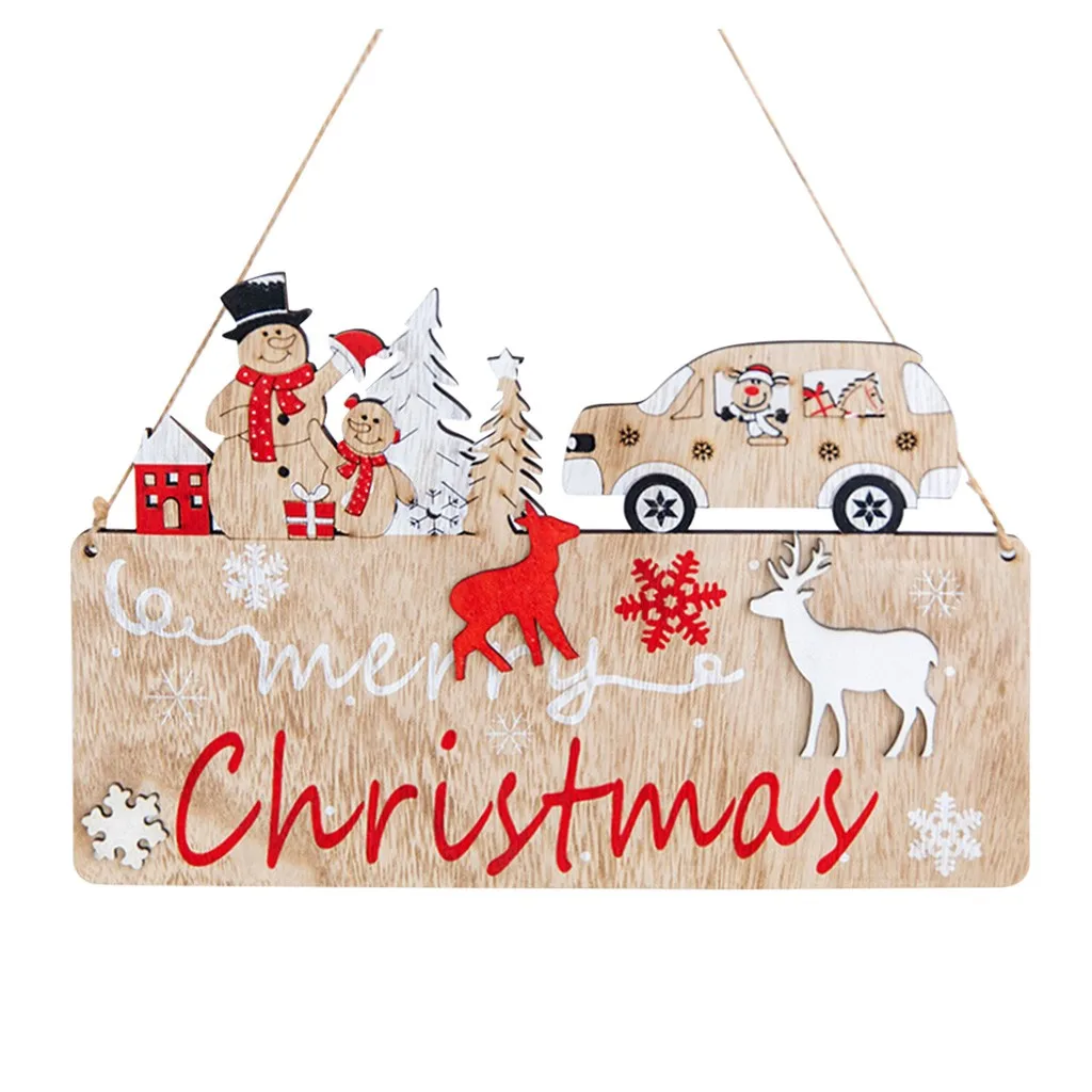 Деревянные подвесные таблички с мультяшным снеговиком, 1 шт., рождественские подвесные вывески, декоративные деревянные двери, украшение для дома на Рождество, 1025#30 - Цвет: A