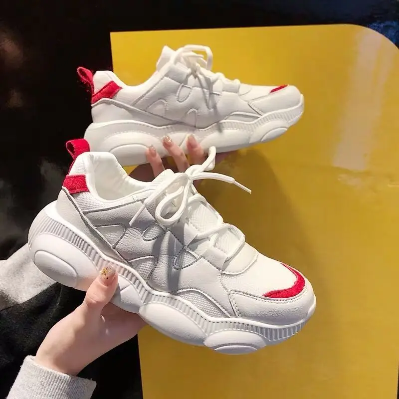 

Women Sneakers Shoes 2020 Thick Sole Platform Dad Shoes Female Trendy Colorful Vulcanized Shoes Women Comfortable Chunky Flats