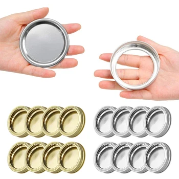 

Hot 10/12/24PCS Mason Jar Lids Leak Proof Sealing Tinplate Food Keeping Fresh Mason Canning Jar Caps Wide Mouth Home Supplies