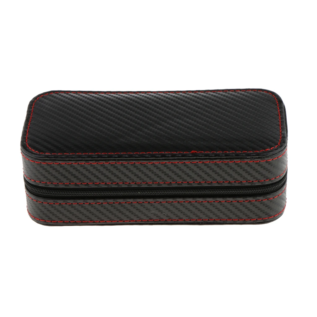 PU Leather Watch Display Box Zip Case Portable Travel Storage Wristwatch Organizer
