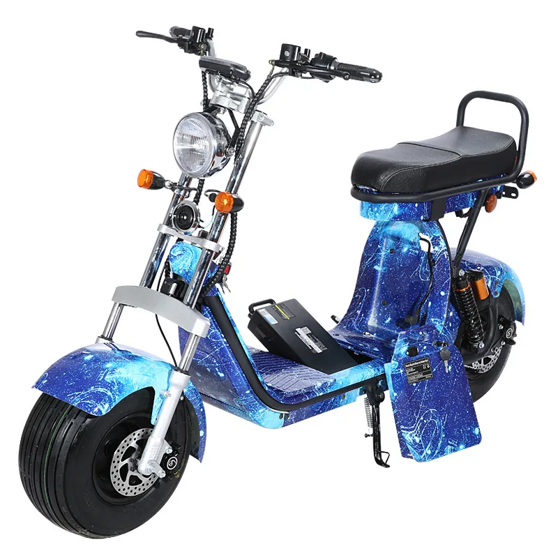 Two Seats Adults Blue Bike Bicycle E-Scooter Sport Motorcycle 2 Wheel Big Fat Tire Motorbike Moto Electric Mobility Scooter