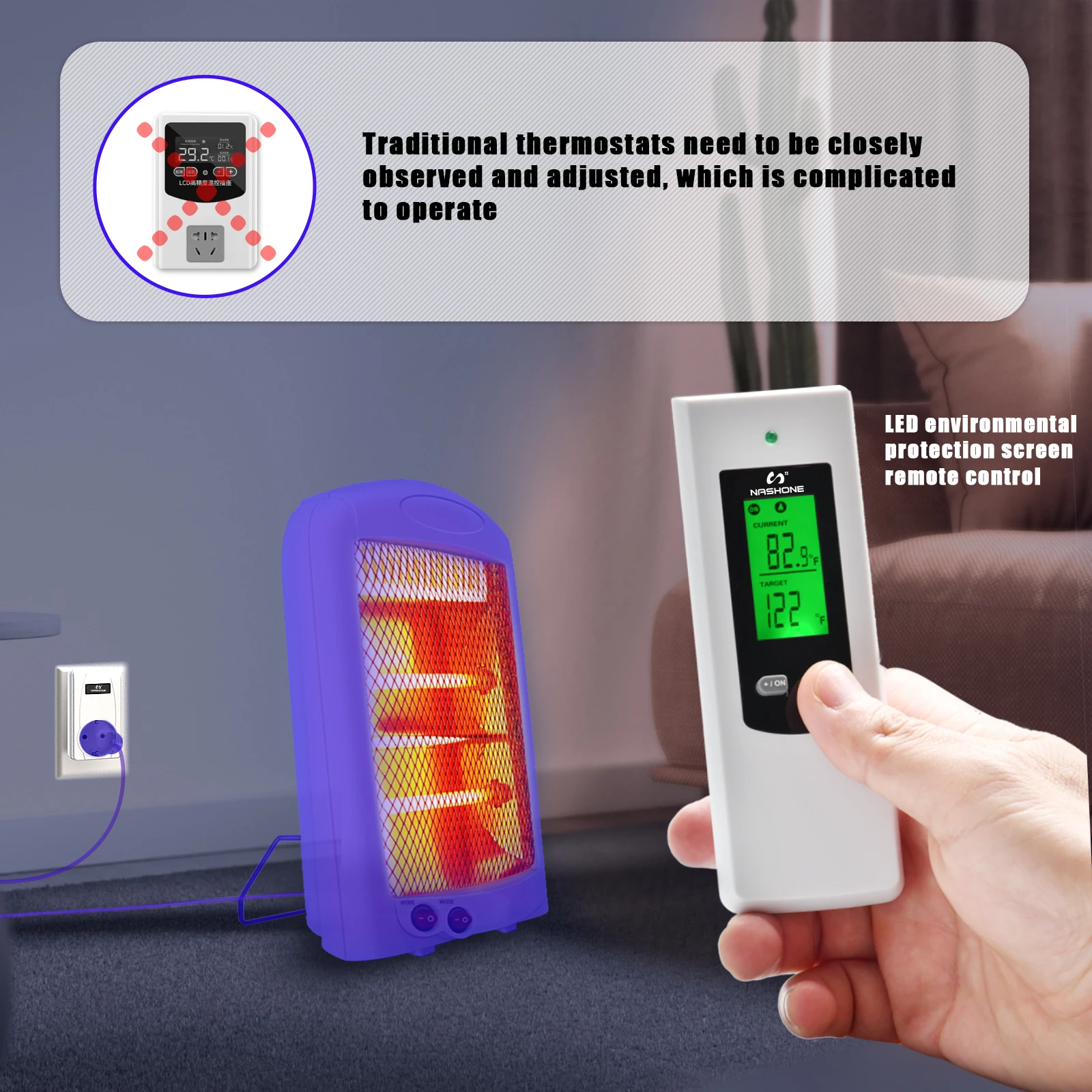 Nashone Беспроводной электронный терморегулятор 220v регулятор температуры