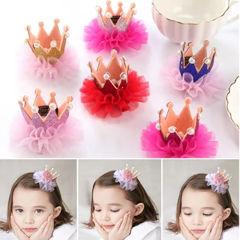 

Crown Princess Lovely Cute Kids Girls High Quality Lace Pearl Shiny Hair Accessories Hair Clips Headband Hairpins Hairgrips