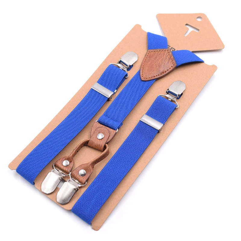 Регулируемый модный эластичный комплект для мальчиков и девочек в винтажном стиле; подтяжки для брюк; эластичный комплект с галстуком на спине - Цвет: Синий