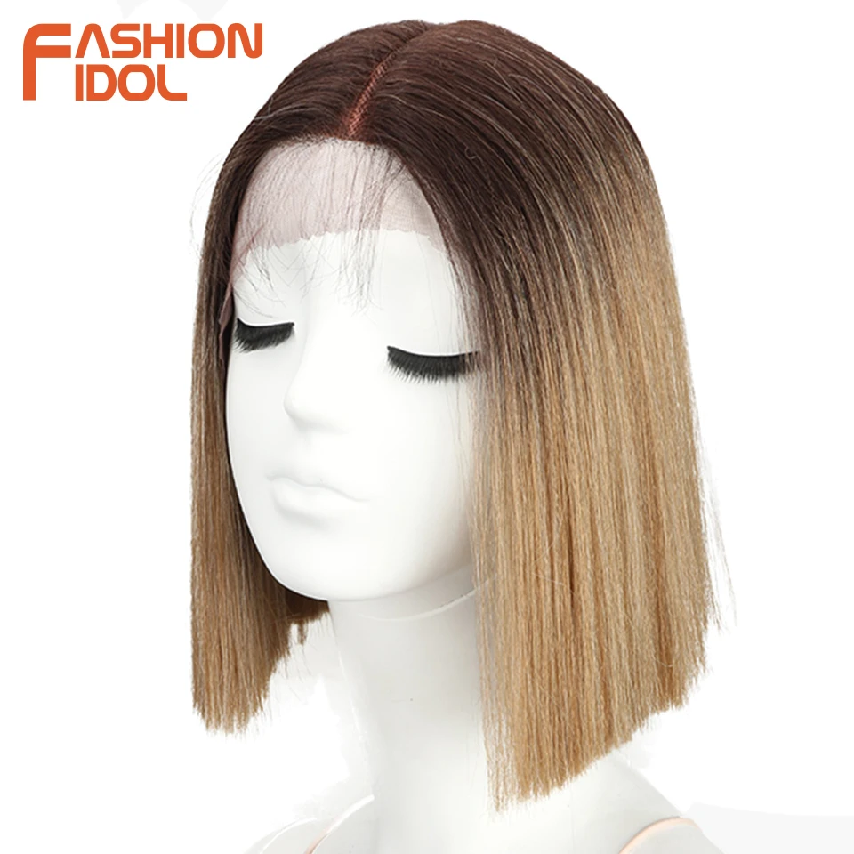 10 Inch Bob Wigs Straight Hair Lace Wigs For Women Cosplay Ombre Blonde Heat Resistant Fake Hair Synthetic lace front wig lace wigs womens synthetic wigs synthetic wigs