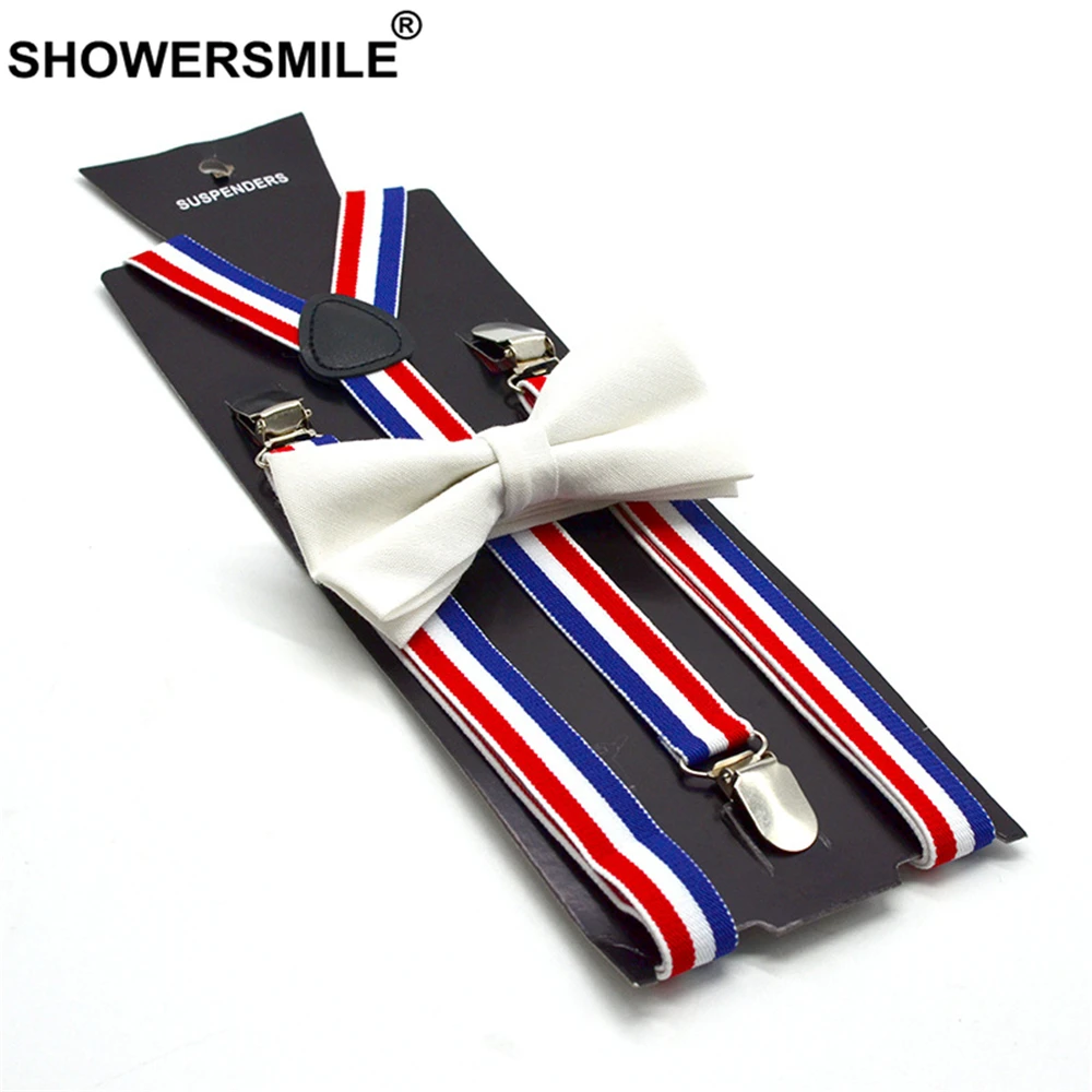 SHOWERSMILE британский стиль женские подтяжки галстук бабочка набор женский для