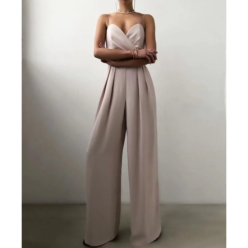 Summer Women's New Temperament Tight-fitting Sleeveless Sling Jumpsuit Black Sling High Waist Mopping Floor Minimalist Jumpsuit