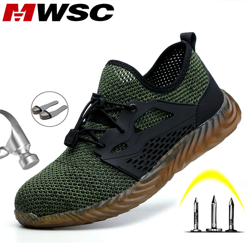MWSC S3-zapatos de trabajo de seguridad para hombre, botas de trabajo con punta de acero, antigolpes, zapatillas indestructibles de seguridad