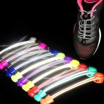 

1Pair Reflective Elastic Shoelaces Stretching Lock Shoe Laces Brand No Tie Shoelace Outdoor Sneaker Lace Shoe accessories lacets
