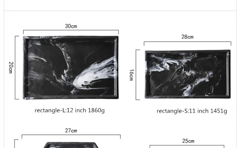 Нордический мраморный керамический поднос, креативные прямоугольные украшения, тарелка для хранения, поднос для хранения в отеле, десертная тарелка