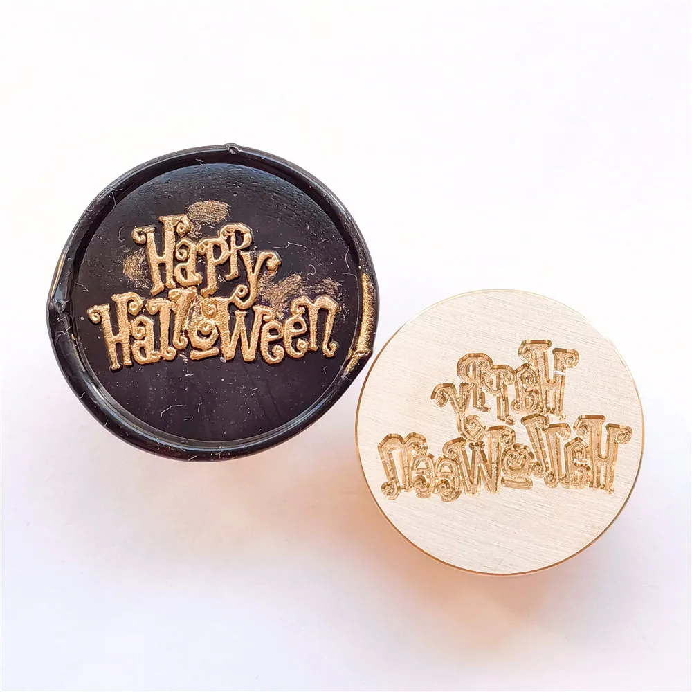 25mm Happy Halloween Wax Seal Stamps Witch Broom Skull Bat Pumpkin Sealing Stamp head For Festival Happy Halloween Scrapbooking 