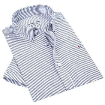 

Aoliwen brand Summer men's shirt men's casual striped short-sleeved shirt casual shirt top Oxford spinning 100% cotton