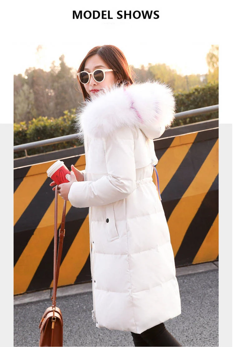 Fashionable High Quality hooded down coat ladies Parker Jacket Large Collar Trim Winter Top Warm Fur Lined Coats