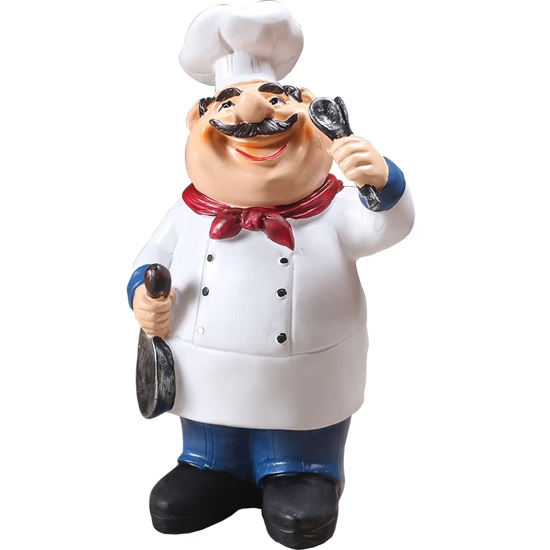 Quality Retro Chef Model Ornaments Resin Crafts Mini Chef Figurines Home Kitchen Restaurant Bar Coffee Decor-A