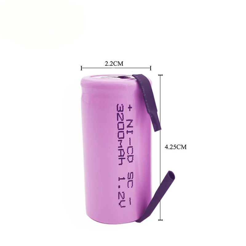 SC Subc Nicd Batteries 1.2v 3200mAh Pile Rechargeable Sub C Cell Welding Tabs Electric Drill Screwdriver power tool battery