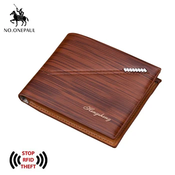

NO.ONEPAUL Anti-demagnetization short men wallet multifunctional European and American retro personality wallet embossed wallet