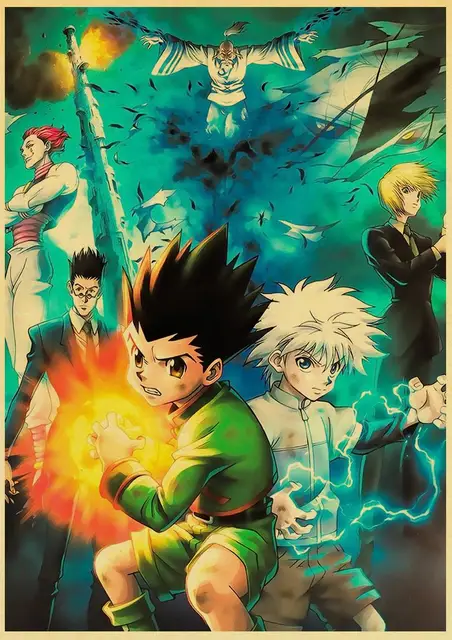 Estilo japonês retro anime poster hunter x hunter/meu herói  academia/família arte da parede decoração pintura kidroom arte o282 -  AliExpress