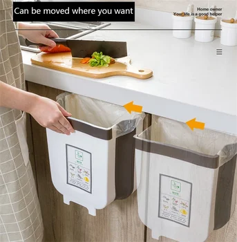 

Household Kitchen Foldable Hanging Trash Can Bathroom Trash Can Wall-Mounted Trash Can