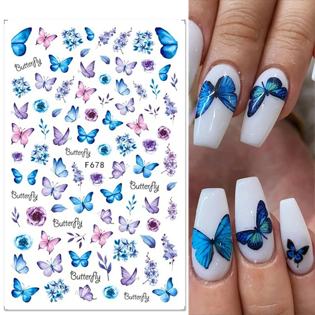 Black White Butterfly 3D Nails Sticker Geometry Decals Flower Gold DIY Decals Designs For Nail Art Manicures Decorations Salon 33