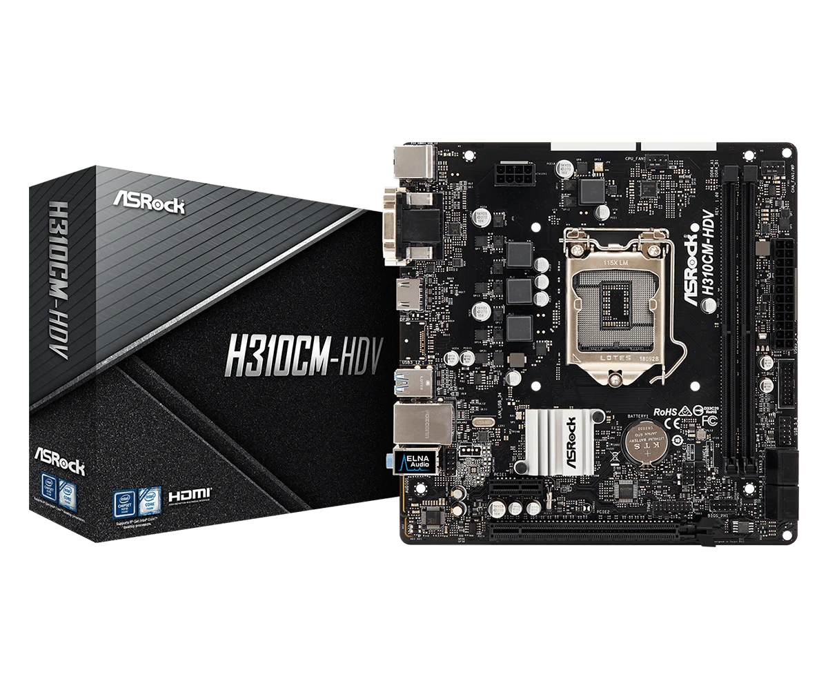 Материнская плата ASRock Technology H310CM-HDV 1151 H310 поддерживает 8-е поколение 9-е 8100 i5-9400f |
