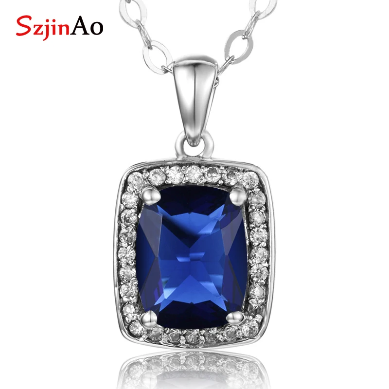 

Szjinao Austrian Aquamarine Pendant Stone Fashion Real 925 Sterling-Silver-Jewelry Statement necklaces & pendants for Women