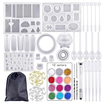 

1set Silicone Casting Molds and Tools Set with A Black Storage Bag for Diy Jewelry Craft Make