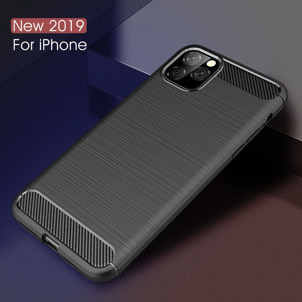 Black 50 шт. чехол для телефона Apple iPhone 11 Pro Max XS XR X 8 7 6 6S Plus SE 5 5S мягкий, гибкий, из ТПУ чехол из углеродного волокна с защитой от отпечатков пальцев - Цвет: Black